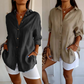 🌷Camicia monopetto classica con risvolto plissettato e texture per donna