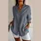 🌷Camicia monopetto classica con risvolto plissettato e texture per donna