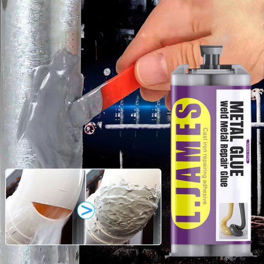 🔧 Colla Epossidica Bicomponente per Metallo da 50 ml – Alta Resistenza | Impermeabile e Anti-Corrosione | Da -55°C a +220°C | Carteggiabile e Verniciabile | Miscelazione 1:1 | Ripara Tubi e Superfici Metalliche 💪
