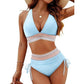 Set bikini a vita alta con controllo addominale e design a blocchi di colore