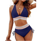 Set bikini a vita alta con controllo addominale e design a blocchi di colore
