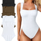 Acquista 1 e ricevi 1 gratis Sexy spalline a coste Scollo quadrato Canotta senza maniche a quadri Bodysuit🩱