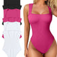 Acquista 1 e ricevi 1 gratis Sexy spalline a coste Scollo quadrato Canotta senza maniche a quadri Bodysuit🩱