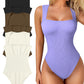 Acquista 1 e ricevi 1 gratis Sexy spalline a coste Scollo quadrato Canotta senza maniche a quadri Bodysuit🩱