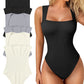 Acquista 1 e ricevi 1 gratis Sexy spalline a coste Scollo quadrato Canotta senza maniche a quadri Bodysuit🩱
