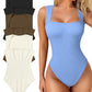 Acquista 1 e ricevi 1 gratis Sexy spalline a coste Scollo quadrato Canotta senza maniche a quadri Bodysuit🩱