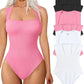 Acquista 1 e ricevi 1 gratis Sexy spalline a coste Scollo quadrato Canotta senza maniche a quadri Bodysuit🩱