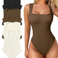 Acquista 1 e ricevi 1 gratis Sexy spalline a coste Scollo quadrato Canotta senza maniche a quadri Bodysuit🩱