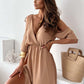 Abito donna elegante e sexy con scollo a V e spacco laterale