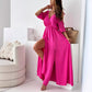 Abito donna elegante e sexy con scollo a V e spacco laterale