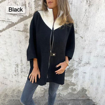 Giacca donna casual con collo in piedi e mezza zip🧥