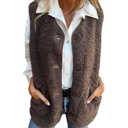 Gilet corto caldo con bottoni da donna
