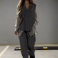 Completo due pezzi con camicia e pantaloni allacciati irregolari patchwork alla moda-spedizione gratuita