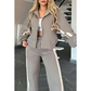 Set da Donna con Giacca Zip e Pantaloni Casual a Strisce