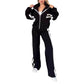 Set da Donna con Giacca Zip e Pantaloni Casual a Strisce