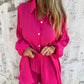 Set Due Pezzi con Camicia a Maniche Lunghe e Pantaloncini da Donna Casual