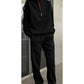 Set 2 Pezzi Top a Maniche Lunghe con Mezza Zip e Pantaloni Felpa Donna