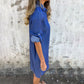 Abito casual da donna in denim con risvolto