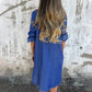 Abito casual da donna in denim con risvolto