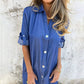 Abito casual da donna in denim con risvolto