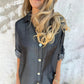 Abito casual da donna in denim con risvolto
