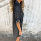 Abito casual da donna in denim con risvolto