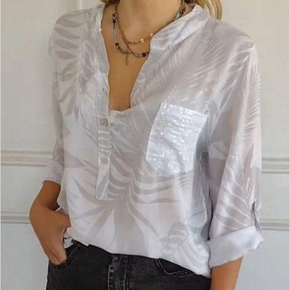 Top Donna Fashion con Stampa e Collo a V