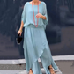 Top Sciolto & Pantaloni in Chiffon A Gamba Larga Con Spacco 2 Pezzi Set