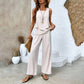 Set da 2 Pezzi Donna con Stampa alla Moda - Top Senza Maniche e Pantaloni Abbinati
