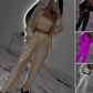 ✨SCONTO DEL 54%✨Blazer con paillettes e pantaloni larghi da donna (set da 3 pezzi)