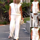 Collo Rotondo Senza Maniche Top E Pantaloni Set Da Donna
