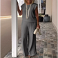 Collo Rotondo Senza Maniche Top E Pantaloni Set Da Donna