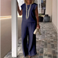 Collo Rotondo Senza Maniche Top E Pantaloni Set Da Donna