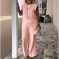 Collo Rotondo Senza Maniche Top E Pantaloni Set Da Donna