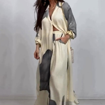 Set Camicia Lunga con Bottoni e Pantaloni con Coulisse