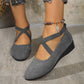 💃🔥Last day promotion 37% discount🔥Elegant Solid Color Elastic Strap Low Wedge Shoes
