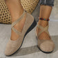 💃🔥Last day promotion 37% discount🔥Elegant Solid Color Elastic Strap Low Wedge Shoes
