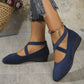 💃🔥Last day promotion 37% discount🔥Elegant Solid Color Elastic Strap Low Wedge Shoes