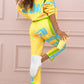 Completo Da Donna A Due Pezzi Con Stampa Colorata: Felpa E Pantaloni Jogger