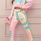 Completo Da Donna A Due Pezzi Con Stampa Colorata: Felpa E Pantaloni Jogger