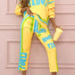 Completo Da Donna A Due Pezzi Con Stampa Colorata: Felpa E Pantaloni Jogger