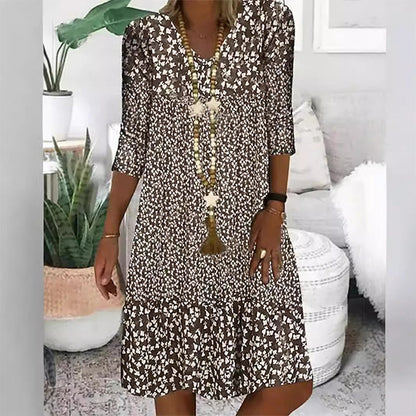 🌸Stili stagionali💐Abiti stampati con scollo a V a maniche corte da donna