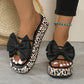 Pantofole slip-on con stampa leopardata fiocco e suola spessa