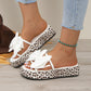 Pantofole slip-on con stampa leopardata fiocco e suola spessa