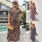 🌸2025 Saldi imperdibili🌸Abito lungo leopardato con scollo a V e cintura da donna