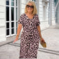 🌸2025 Saldi imperdibili🌸Abito lungo leopardato con scollo a V e cintura da donna