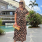 🌸2025 Saldi imperdibili🌸Abito lungo leopardato con scollo a V e cintura da donna