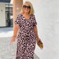 🌸2025 Saldi imperdibili🌸Abito lungo leopardato con scollo a V e cintura da donna