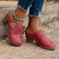 Sandali slip-on da donna con punta chiusa e tacco a blocco