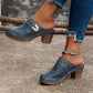 Sandali slip-on da donna con punta chiusa e tacco a blocco